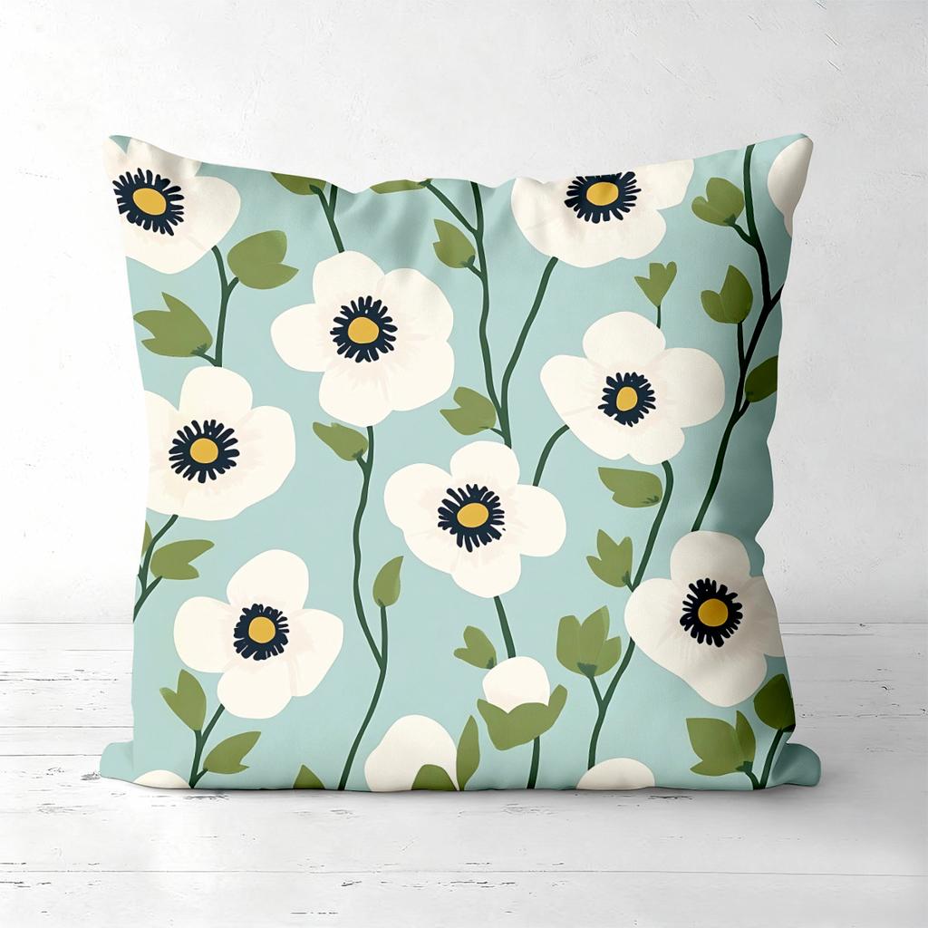 Pieces Vintage Anemone Floral Throw Pillow Covers Polyester sofa decorative cushion cov Headboard Pillow (Without Pillow Core