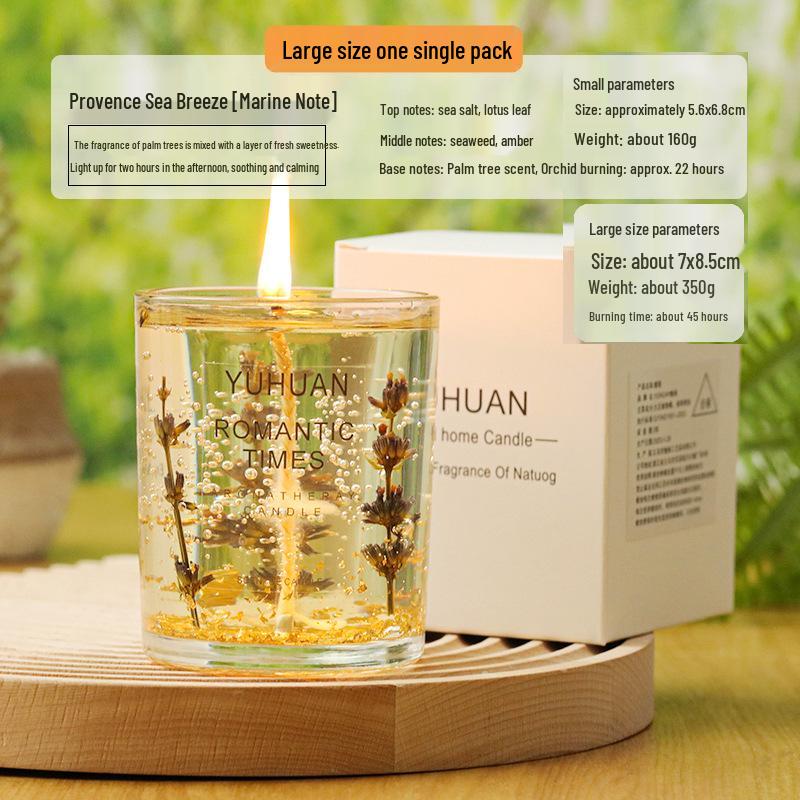 Свеча из соевого воска с ароматом, с настоящим цветком и золотой фольгой - Ароматерапевтическое эфирное масло в стекле с цветочным ароматом.