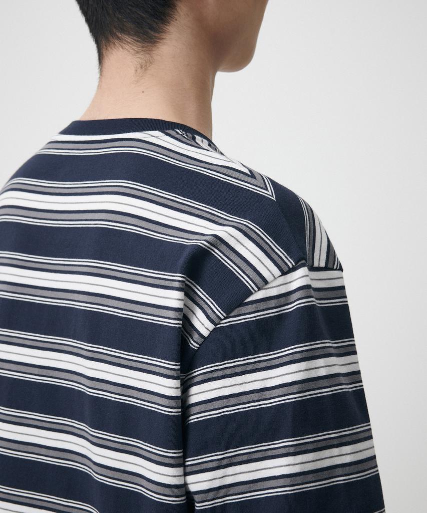 MUSINSA STANDARD Cluster Stripe Relaxed T-Shirt 2 [Navy]