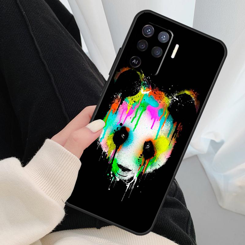 Мультяшный чехол-панда для Oppo A54 A74 A94 A18 A57 A17 A77 A38 A58 A78 A98 A80 A60 A40 A96 A76 A16 A15 A5 Pro