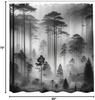 Черно-белая шторка для душа Туманные высокие деревья Лесной природный ландшафт Тканевая декорация для ванной комнаты Шторка для душа с крючком