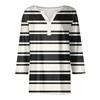 Women's Fashion Casual Striped Print V-Neck Decorative Button Three-quarter Sleeve T-Shirt Top