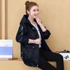 Women's Loose Spring and Autumn Embroidered Hooded Casual Denim Jacket Korean Mid-length Denim Coat