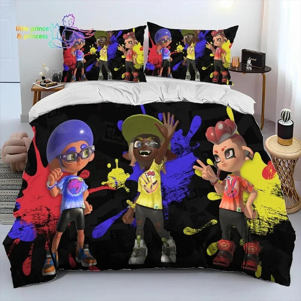 S-Splatoon Игра Геймер Мультяшный Постельный Комплект Односпальный Полуторный Двуспальный Кингсайз Комплект для Кровати Взрослый Ребенок Спальня Постельные Принадлежности Подарок