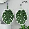 2Pcs Creative Leaf-Shaped Bathroom Hand Towel Hanging design absorbent material towel For use in the bathroom Restaurant Kitchen Reusable Highly