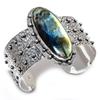 Labradorite Vintage Style 925 Sterling Silver Gemstone Plated Silver Jewelry Adjustable Cuff Bangle For Gift Her