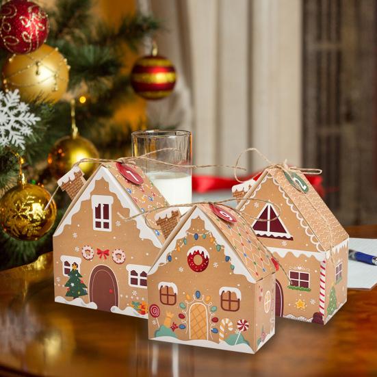 Christmas House Gift Box Set 3D Pop Up Cottage Gift Box Festive Holiday Packaging for Cookies Sweets Toys