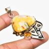 Bumble Bee Jasper, Citrine Gemstone 925 Silver Plated Jewelry Pendant 2.27"