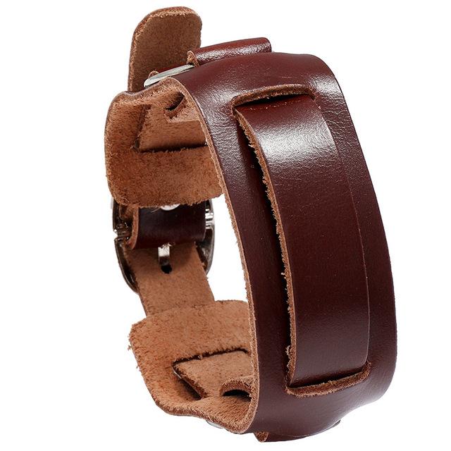 Men Bracelets Punk Rivet Wide Leather Multilayer Motorcycle Cycling Club Wrap Goth Bracelet For Women Charm Couple Hand Jewelry