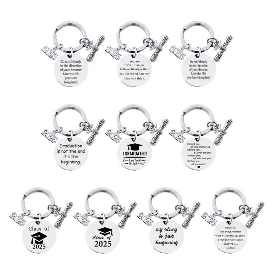 Выпускной брелок 2025 года из нержавеющей стали с гравировкой и вдохновляющим посланием, брелок для ключей, подарок на выпускной