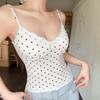 #Летний новый сладкий и пряный стиль жаккардовый принт топ-майка на бретельках женский узкий цельный с подкладкой на груди универсальный топ