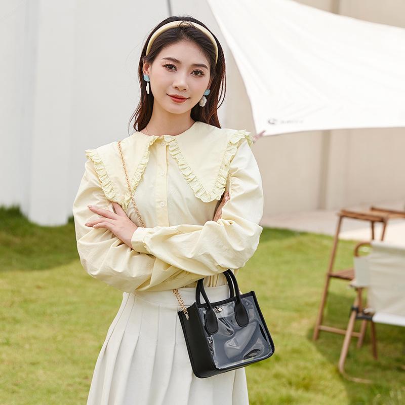 Сумка Женская 2025 Новая Прозрачный ПВХ с Кожаной Цепочкой Сумка Через Плечо Повседневная Маленькая Сумка