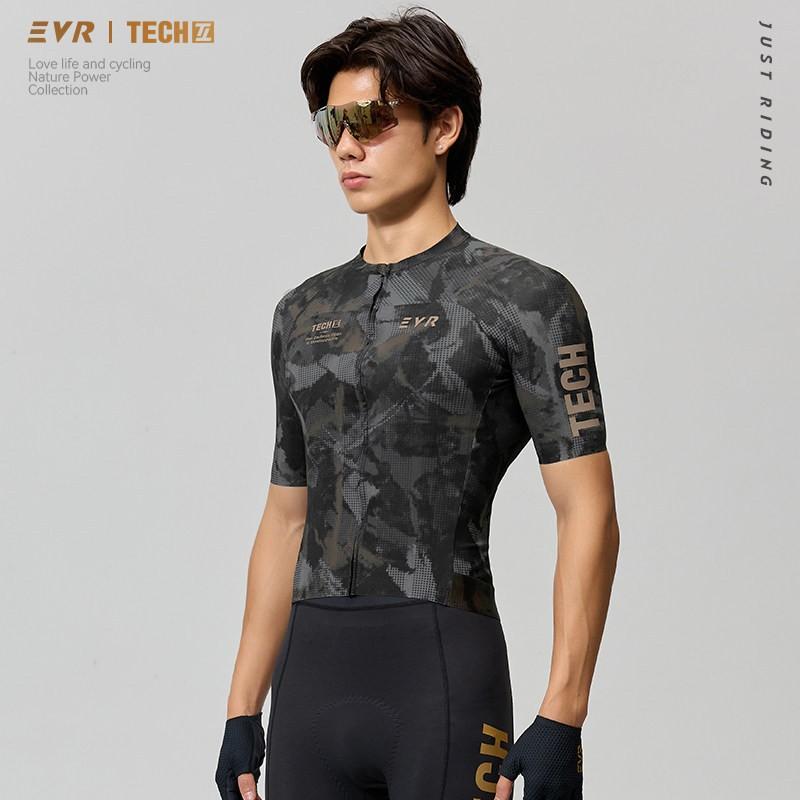 Mens Cycling Jersey Short Sleeve Quick Dry Breathable Road Bike Shirt With Elastic Fit Heat Transfer Print