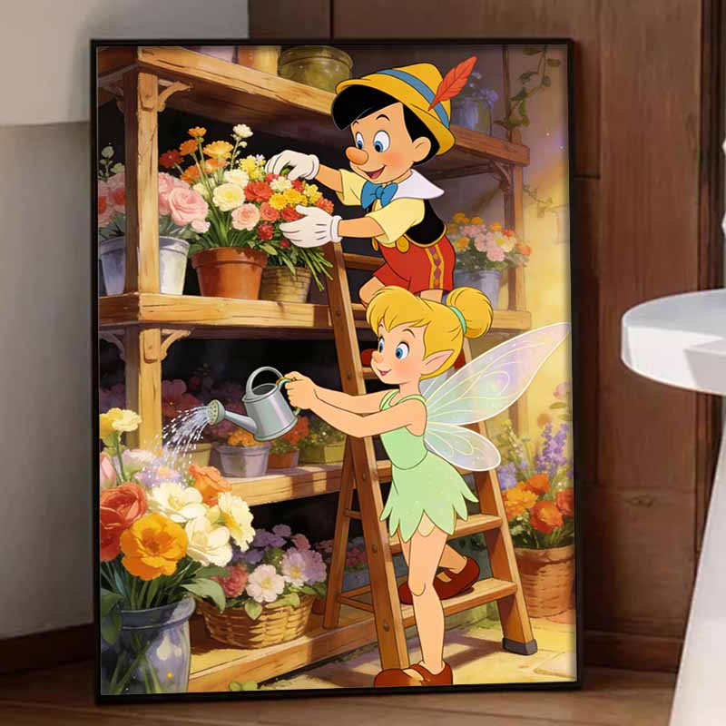 Disney Pinocchio and Tinker Bell Diamond Paint Painting Art Kit Handmade DIY5D Home Decor Gift