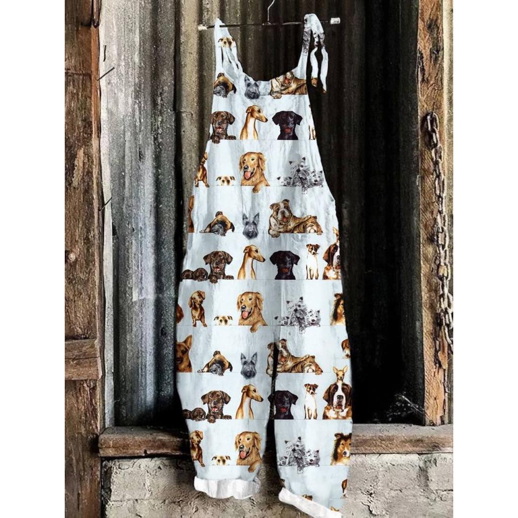 VIONA Suspenders Jumpsuits Women Print One Piece Pocket Overalls Sling Long Pants Casual Loose High Waist Rompers Y2k Streetwear