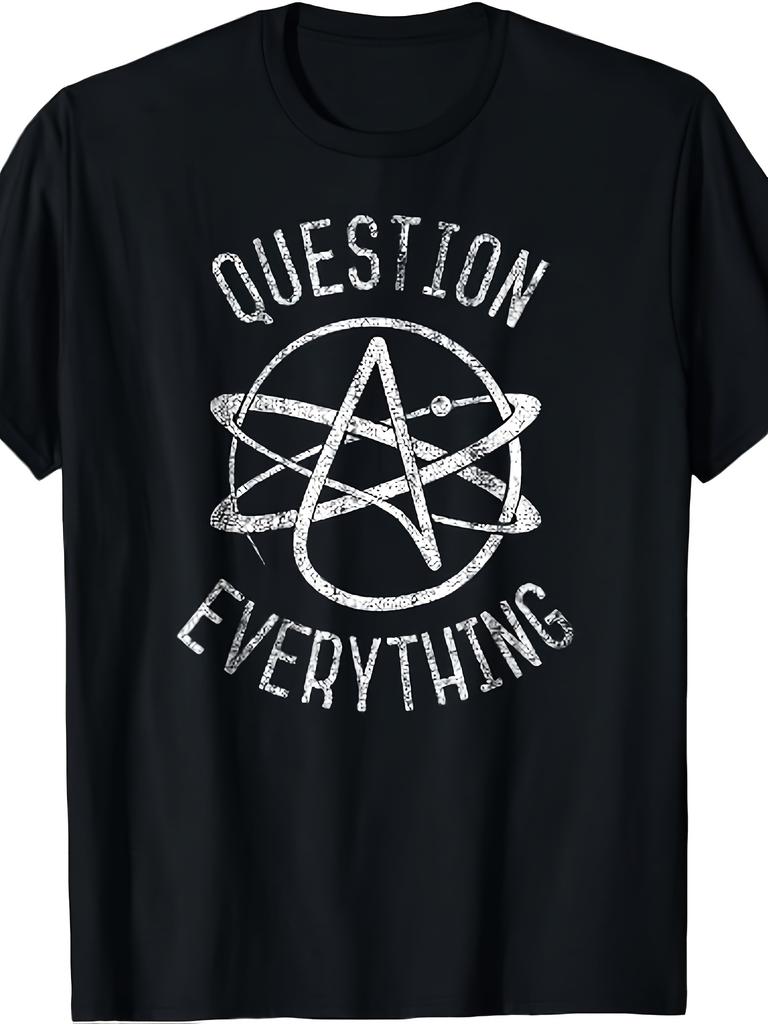 Atheist Anti-Religious Atom Symbol Black unisex T-Shirt Black Solid Black unisex T-Shirt Men Comfortable Perfect for Home Outdoor Gifting Work (Birthd