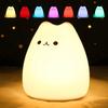 Cute Cat Night Light For Baby Kids Cartoon 7 Colors Silicone Sleeping Lamp Touch Sensor Table Lamp For Home Bedroom Decoration