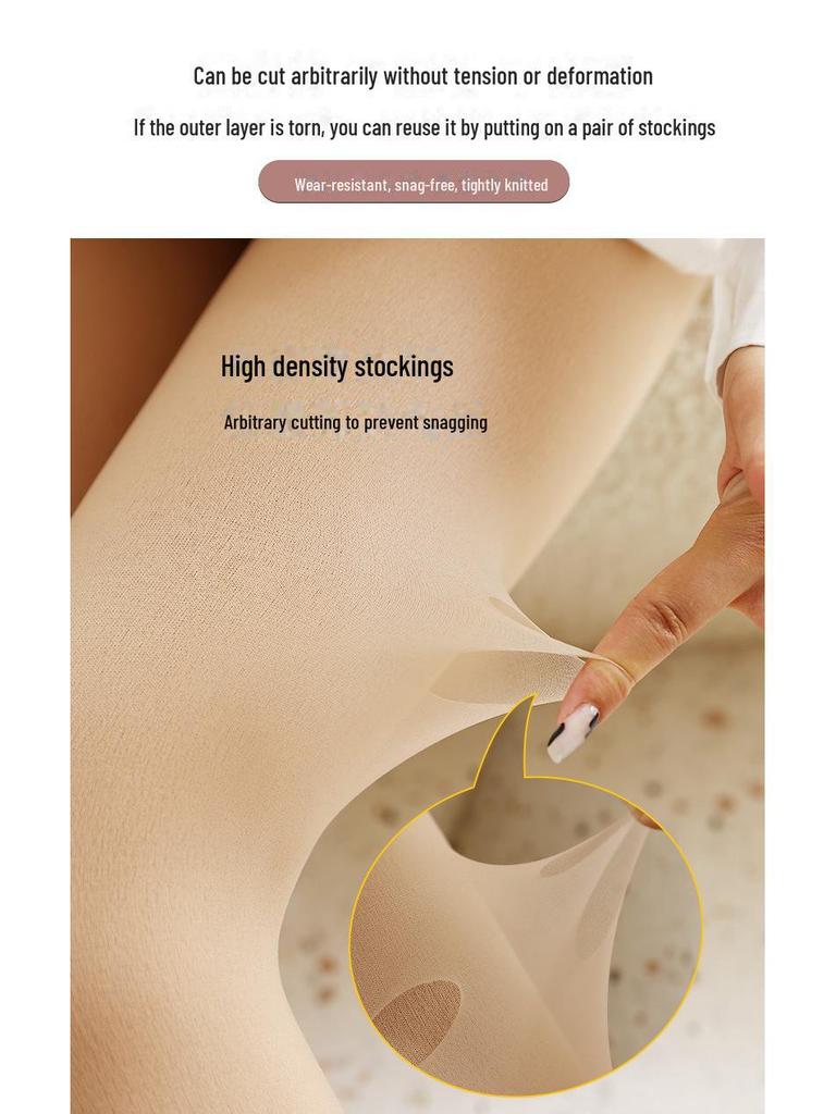 Detachable Button Double-Layer Nude Pantyhose: Velvet No-Fall Leggings for Autumn/Winter
