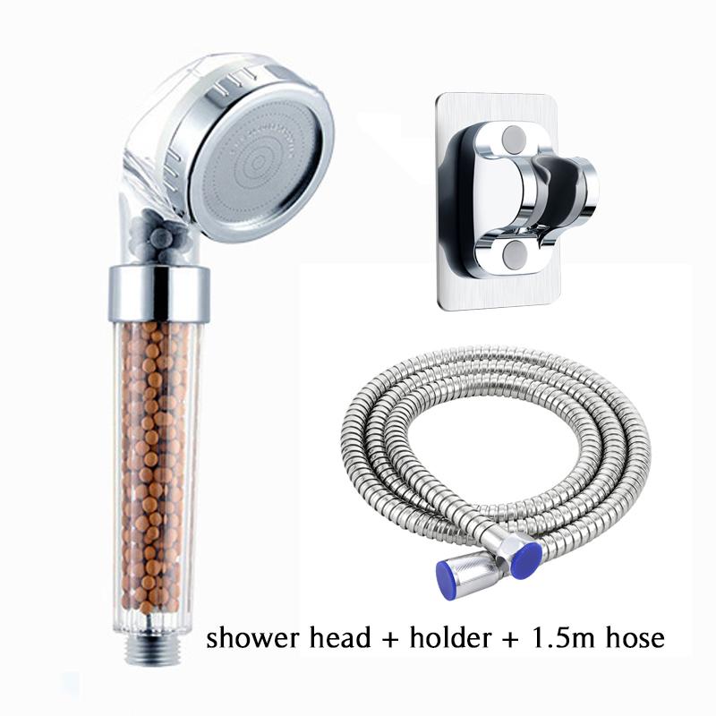 Суперфильтр Anion Spa Маленькая душевая насадка с держателем шланга Экономия воды под высоким давлением Насадка для душа из нержавеющей стали с дождевой насадкой