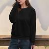Женский повседневный модный топ, однотонный, круглый вырез, длинный рукав, пуловер