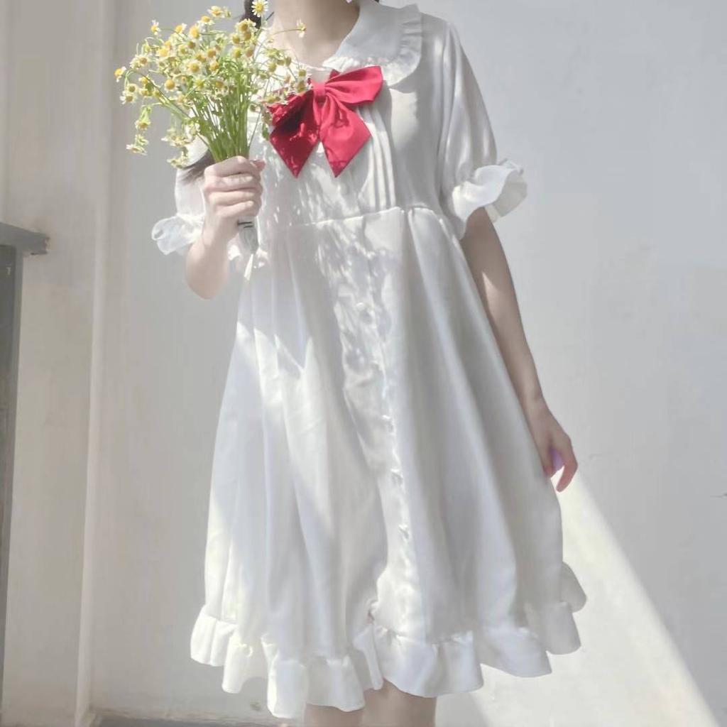 Korean Version of The Bow Tie Dress Female Summer New Japanese A Word Long Skirt