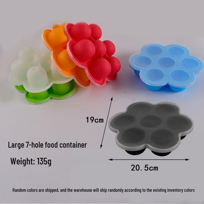 Large Silicone 7-Hole Baby Food Storage Tray with Lid