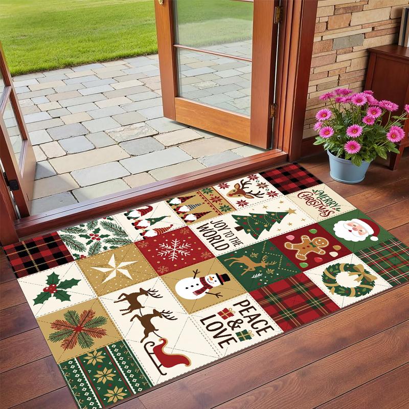 Christmas Printed Square Area Rug Soft Non Slip Floor Carpet For Bedroom Holiday Gift