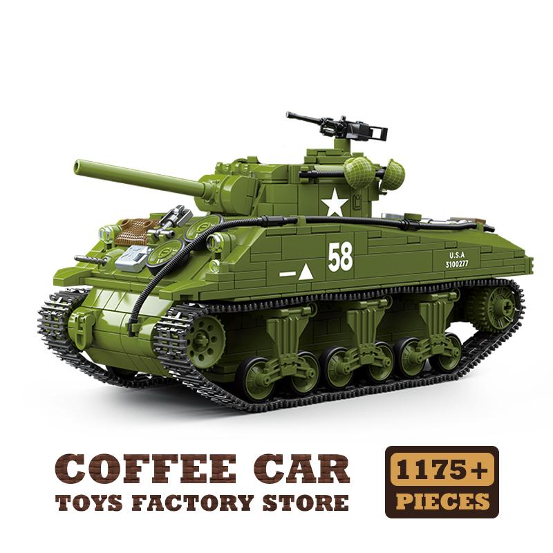 Нетоксичные Строительные Блоки Среднего Танка M4A3 Танки Т34/76 Модель из Кирпичей Классические Военные Игрушки WW2 Подарки на Рождество для Взрослых Детей DIY
