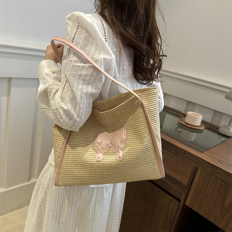 Милая плетеная сумка через плечо из ротанга ручной работы, плетеные сумки-тоут большой вместимости, большие сумки для женщин, девушек AVE
