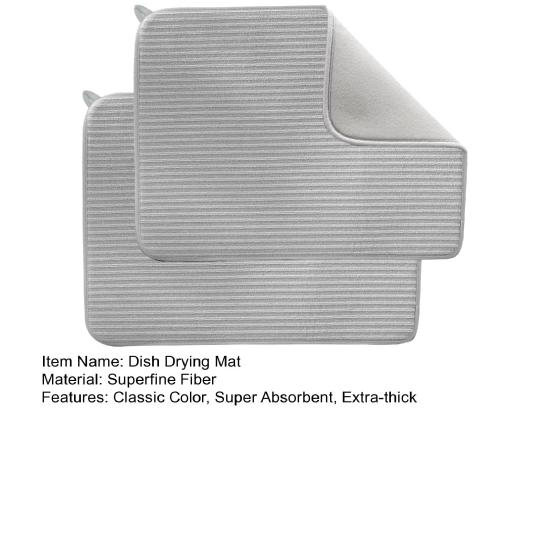 2 шт. большой коврик для сушки посуды, ультра-толстые нескользящие, суперабсорбирующие кухонные подушечки для сушки посуды, сушилки для посуды
