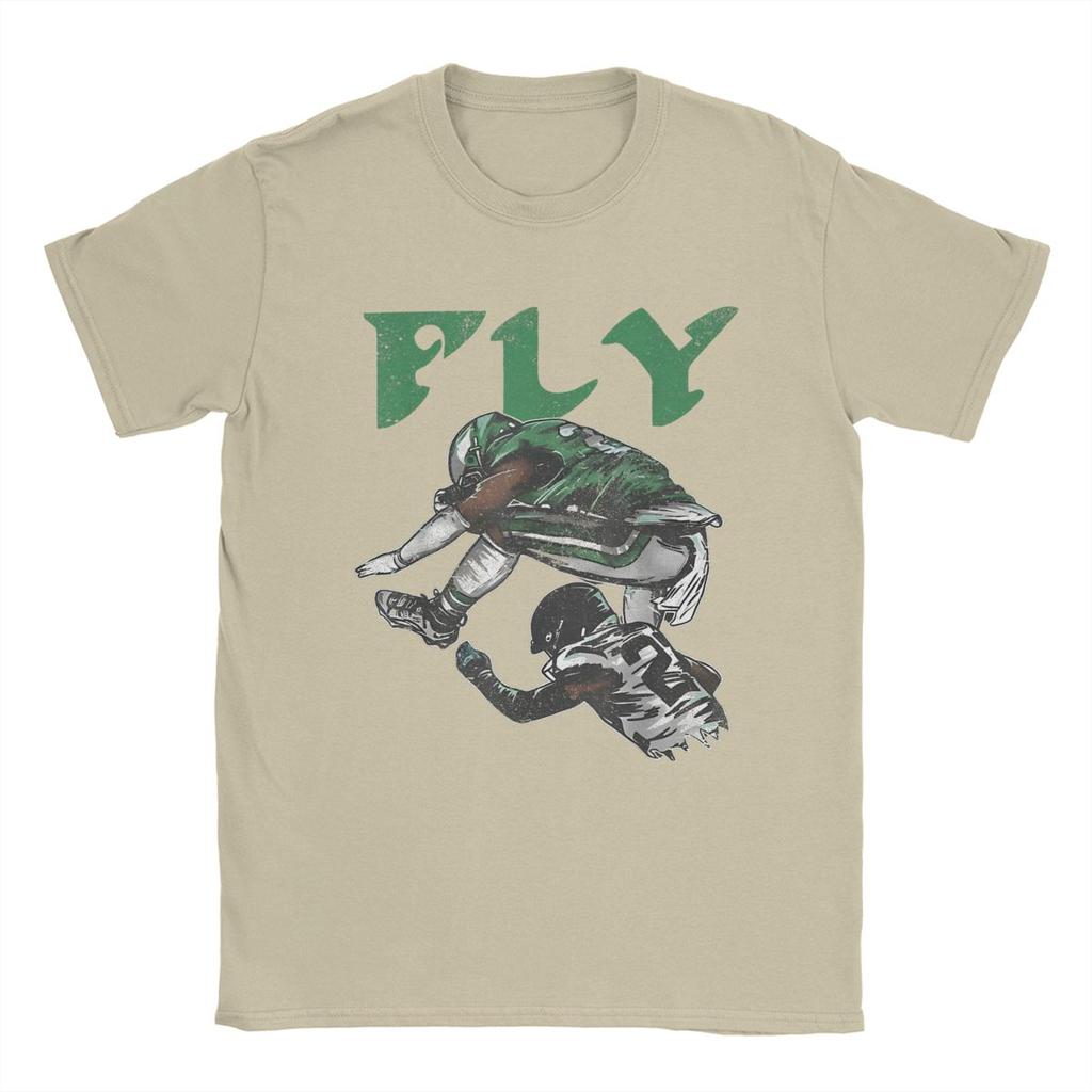 Saquon Barkley Fly The Reverse Hurdle T Shirt for Men 100% Cotton Funny T-Shirt Rugby Eagle Tees Short Sleeve Clothes Plus Size