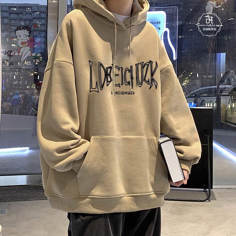 Мужская толстовка с флисовой подкладкой в американском ретро-стиле, Осень/Зима 2025, Тяжелая, Трендовая верхняя одежда.