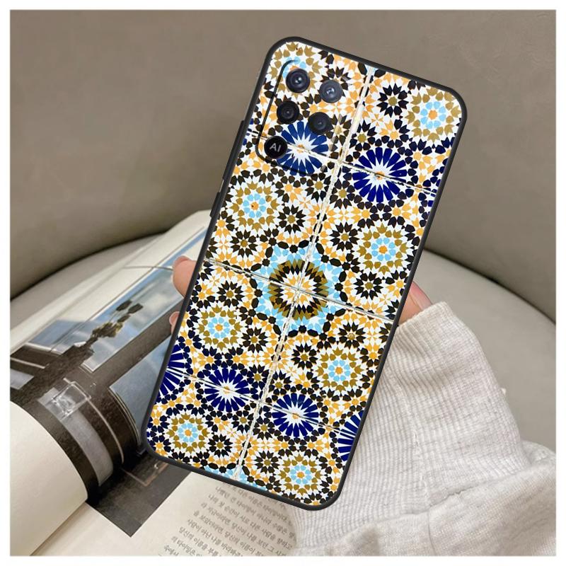 Moroccan Tile Case For Oppo A74 A94 A54 A18 A38 A58 A78 A98 A80 A60 A40 A96 A76 A16 A15 A17 A57 A77 A5 Pro