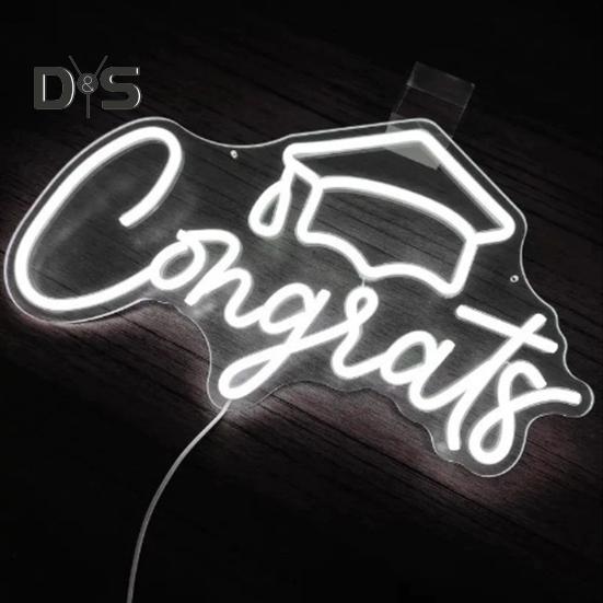 Светодиодная неоновая вывеска Congrat Grad, не мерцает, яркость регулируется, питание от USB, ночник Congrat Graduation Sign