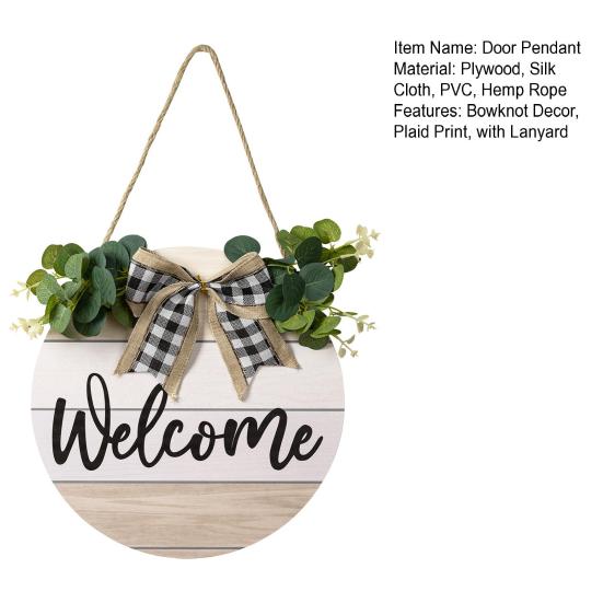 Yousheng деревенский деревянный круглый подвесной знак плед декор с бантом буквенный принт дверная пластина с ремешком Добро пожаловать подвесной орнамент домашний декор