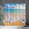 Shower Curtain Waterproof And Mildew-Proof Coconut Tree Beach Beach Bathroom Shower Curtain Shower Curtain Partition Curtain Free Punching