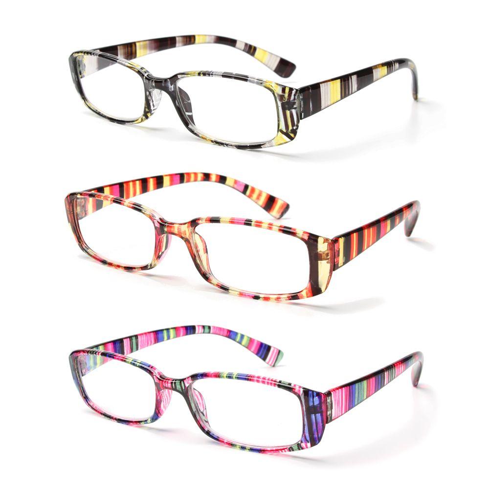 Unisex Vision Care Print Stripe Diopter Eyeglasses Retro Frame Reading Glasses Presbyopic Eyewear