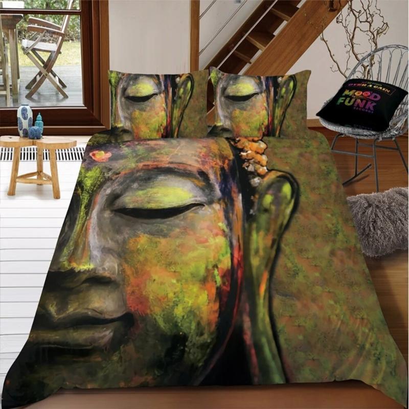 Комплект постельного белья с изображением Будды, цветной каменный комплект постельного белья для подростков, взрослых, размер Queen King, двуспальный, полиэстер, пододеяльник