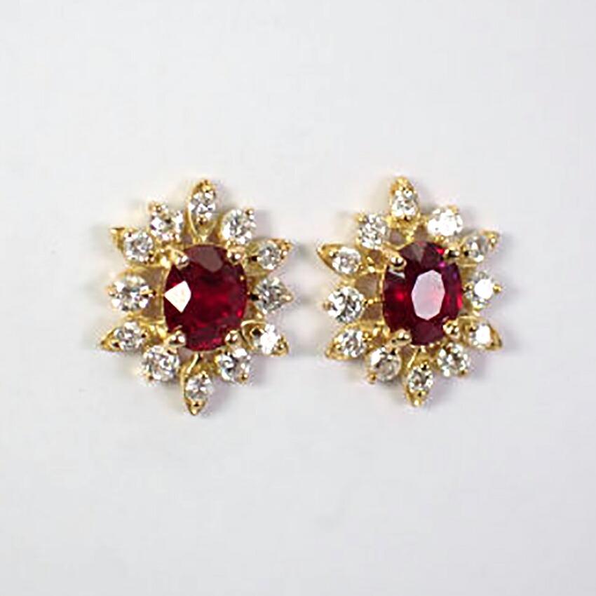 [Новый] Рубин K18??бриллиантовые серьги [i8-1]