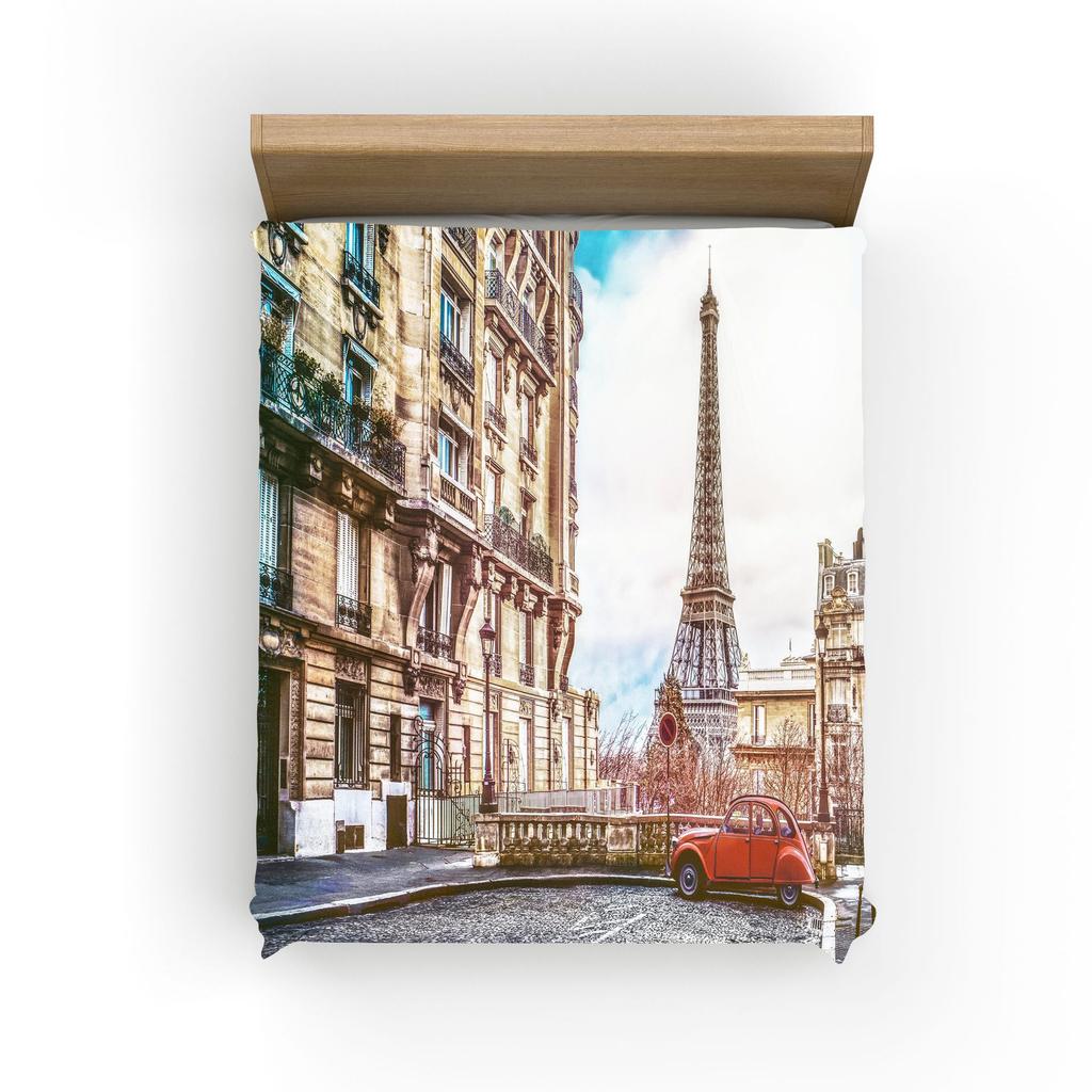 3D Digital Printing Quilt Set Three-Piece British Retro Style