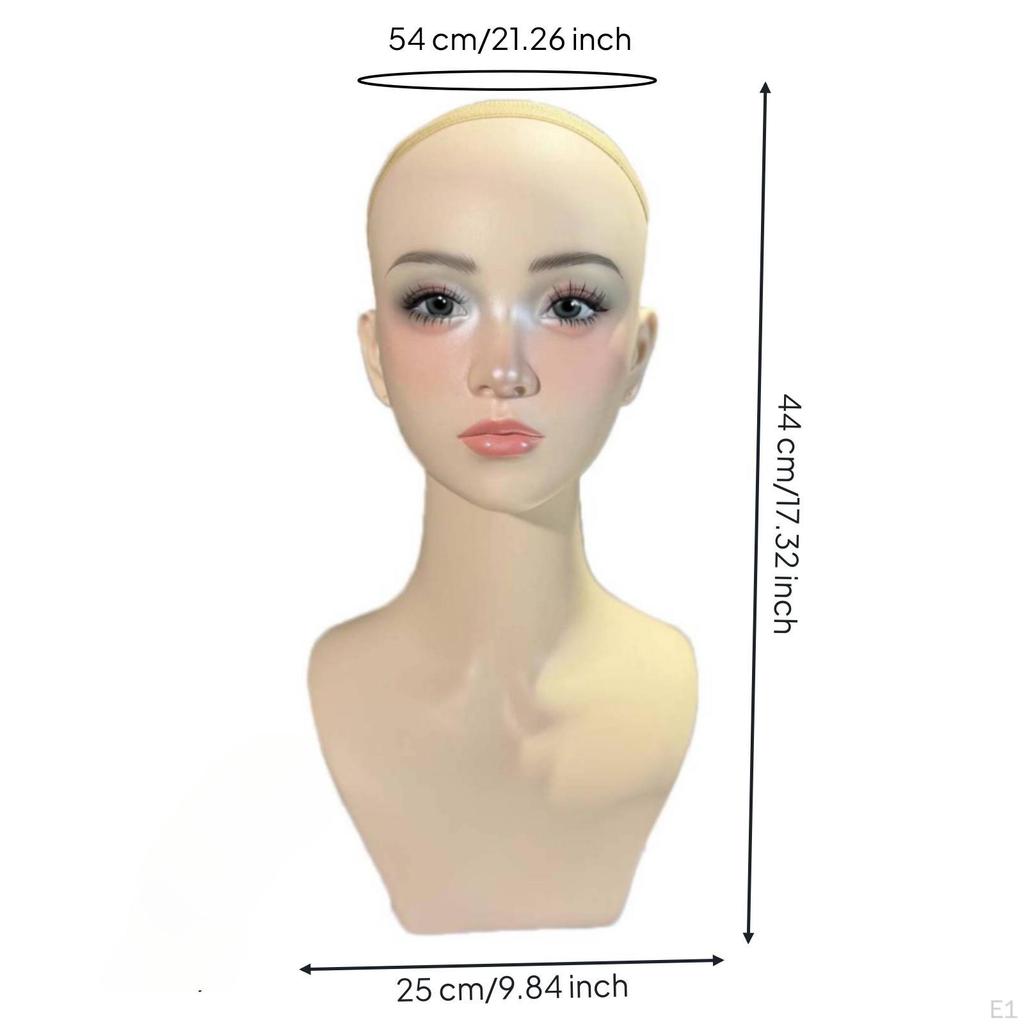 Hairpiece Mannequin Head with Shoulders Realistic Bust Female for
