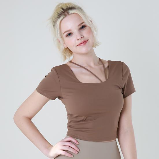 Lycra Strap Bra Top Short Sleeve Tee