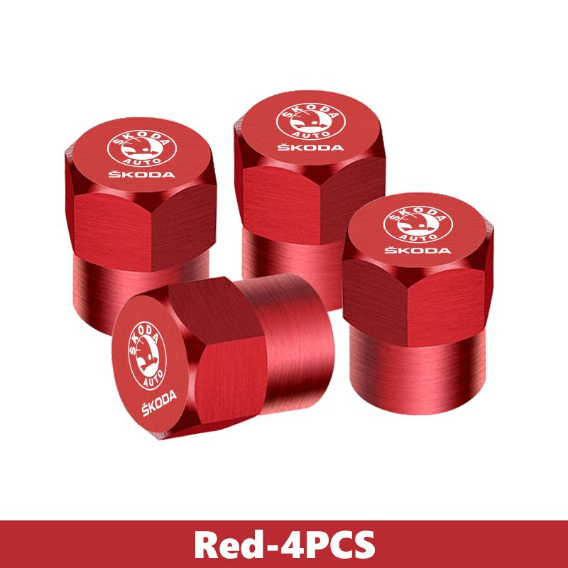 4Pcs 3D Metal Tire Valve Caps Car Tyre Air Stems Cover For Skoda Fabia Kamiq Superb Scala Enyaq-iV MK3 VisionS Yeti EK6