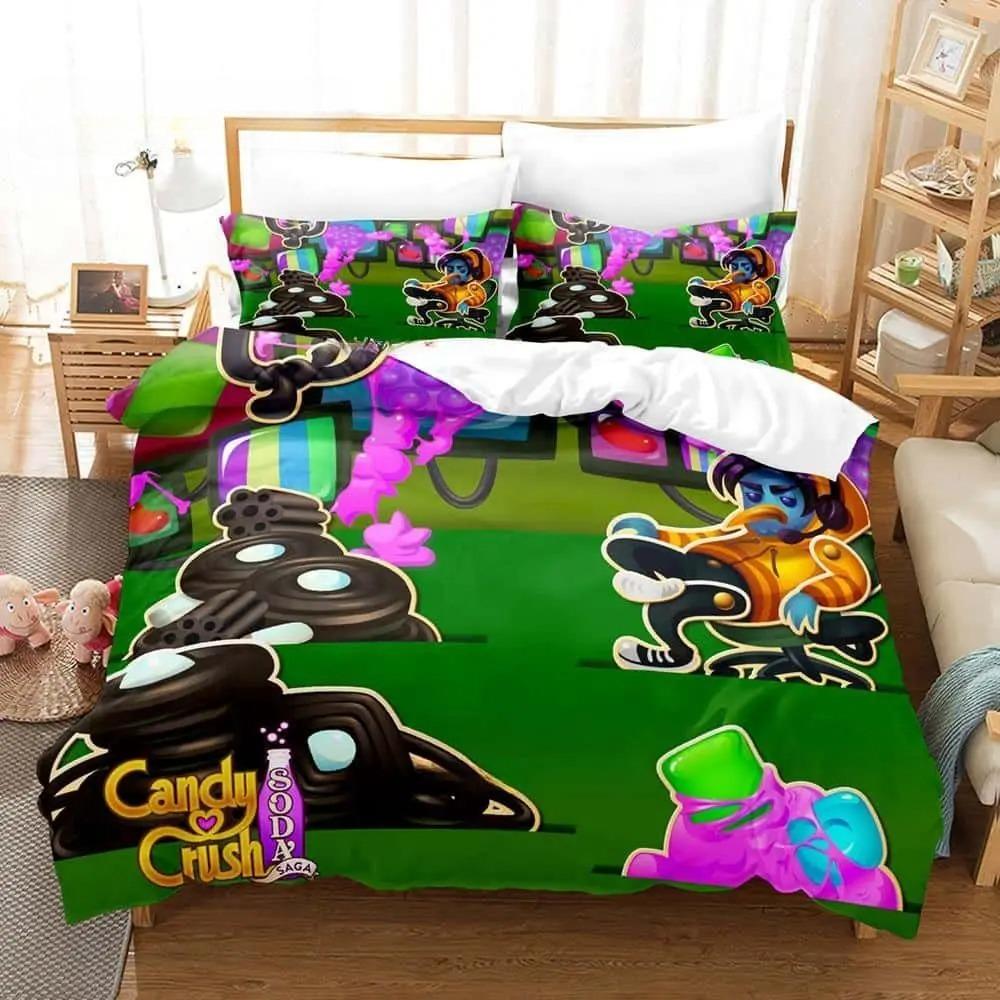 Постельное белье Candy Crush Saga Пододеяльник Наволочка Комплект Постельного Белья Взрослый Мальчик Девочка Декор Спальни Детский Односпальный Двуспальный Большой Размер