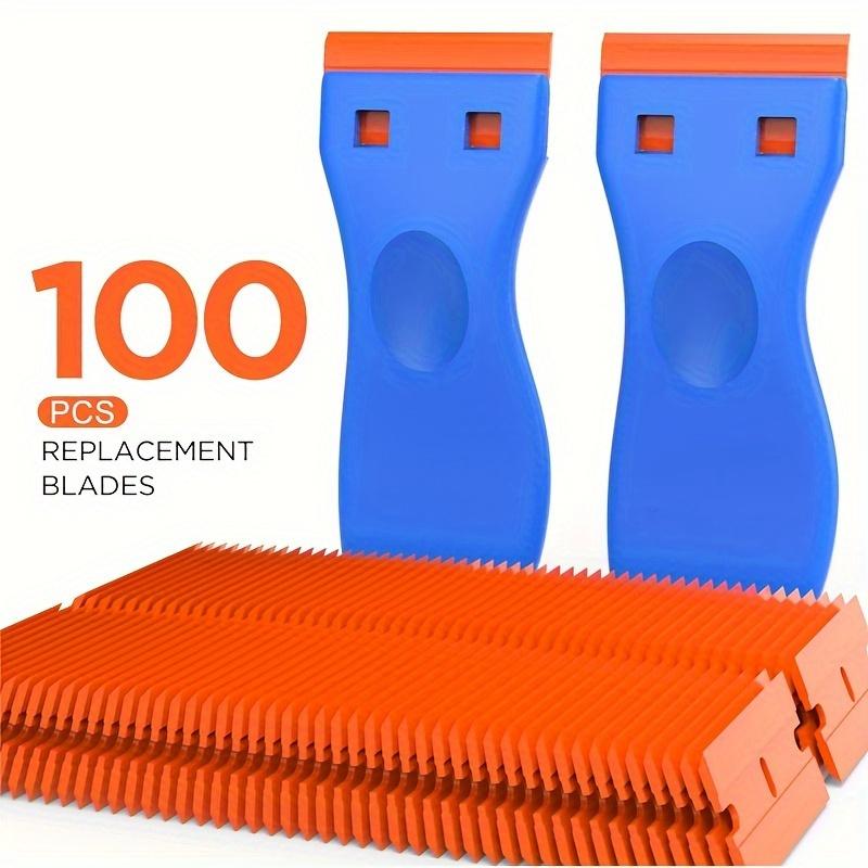 Plastic Razor Blade Scraper Set with 8 Replacement Blades for Adhesive and Label Removal on Car Glass and Windows