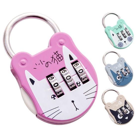 Code Number Lock Anti-theft High Strength Accurate Cute Cat Mini Luggage Suitcase Number Password Lock for Dorm Drawer