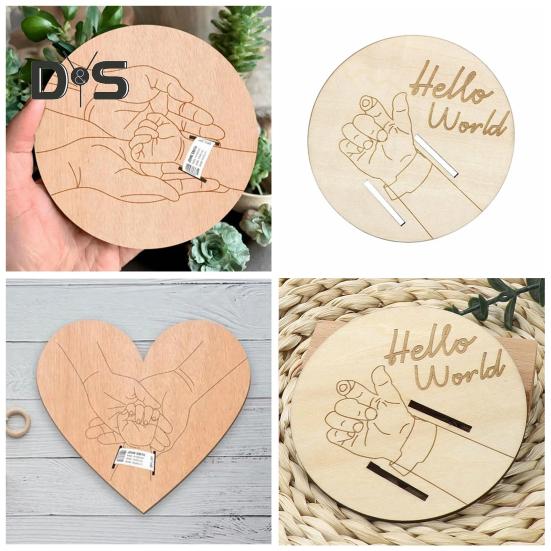Wooden Baby Birth Wristband Display Board with Base Smooth Edge Burr Free Newborn Arrival Hand-Carved Versatile Plaque