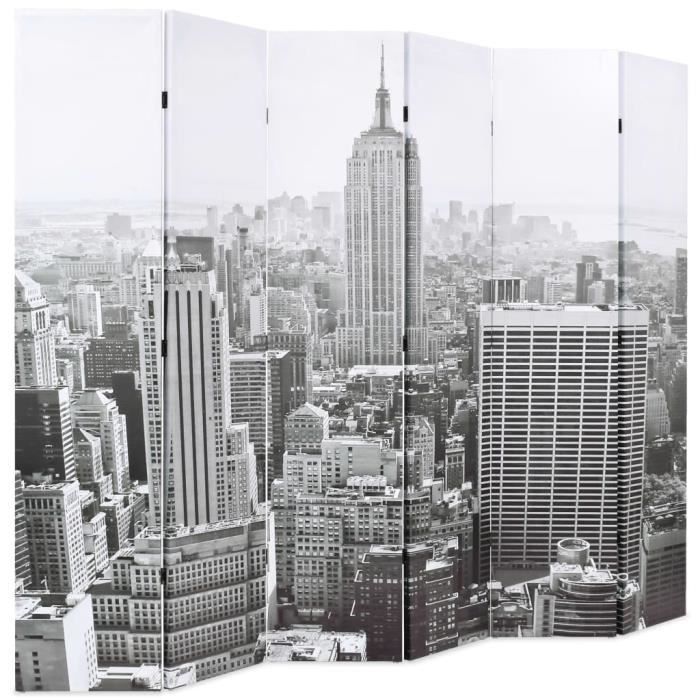 VidaXL Cloison de séparation pliable 228x170 cm New York Noir et blanc
