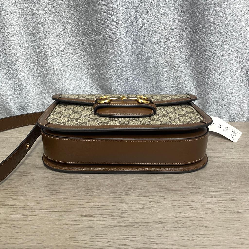 [Pre-Owned] Horsebit 1955 Logo Canvas And Leather Saddle Bag - Excellent #L3OBI3