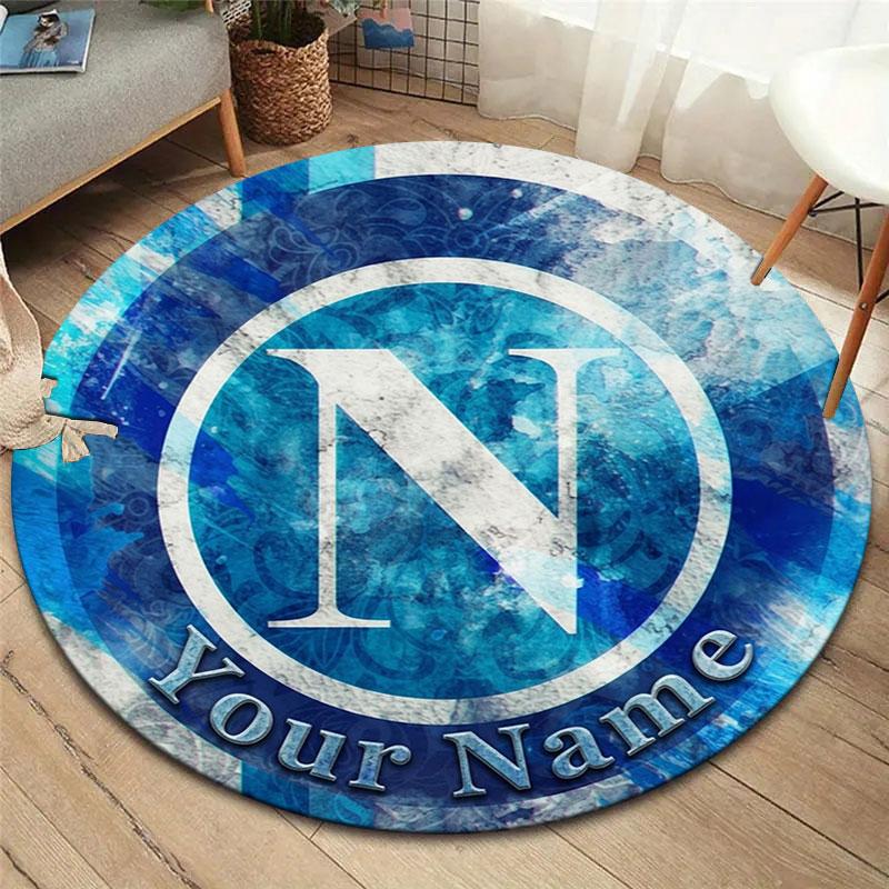 SSC Napoli Custom Name Round Area Rug,Carpet Rug for Living Room Bedroom Sofa Playroom Decor,Non-slip Floor Mat